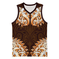 New Zealand Ta Moko Basketball Jersey Aotearoa Maori Chest Tattoo Orange