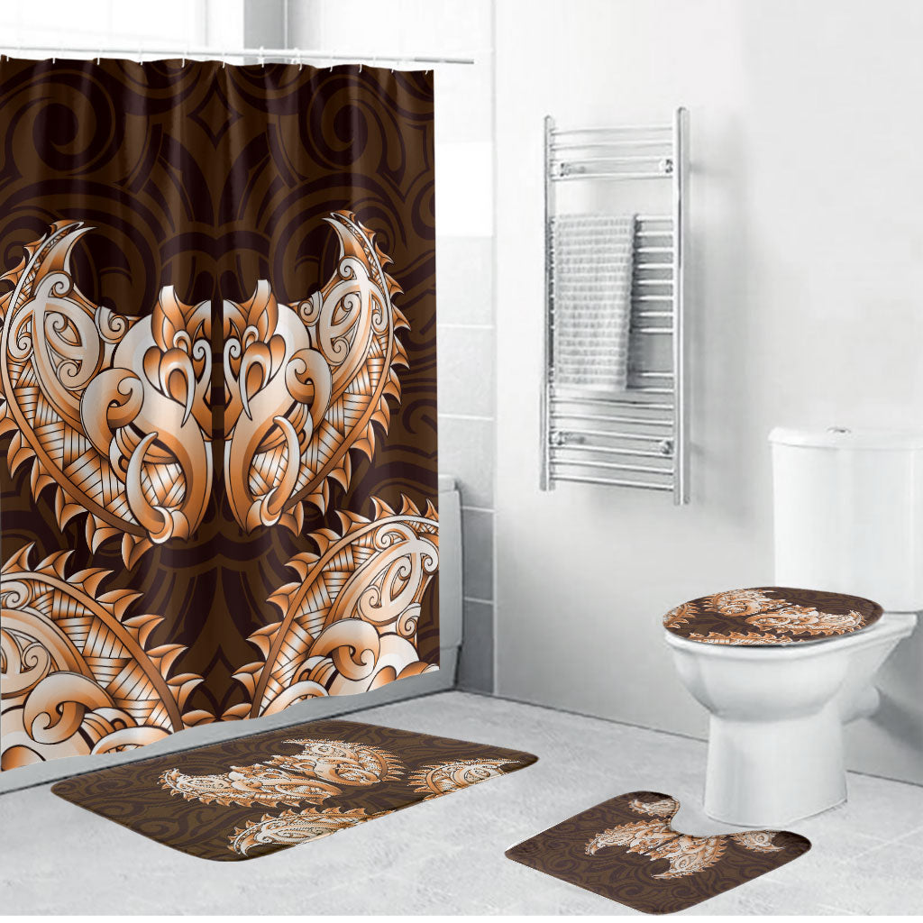 New Zealand Ta Moko Bathroom Set Aotearoa Maori Chest Tattoo Orange