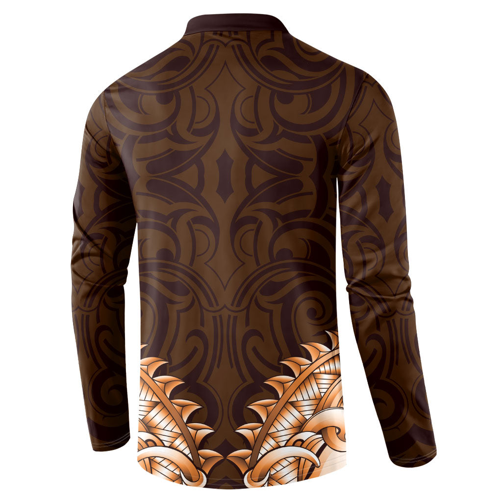New Zealand Ta Moko Button Sweatshirt Aotearoa Maori Chest Tattoo Orange