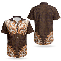 New Zealand Ta Moko Couples Matching Long Sleeve Bodycon Dress and Hawaiian Shirt Aotearoa Maori Chest Tattoo Orange