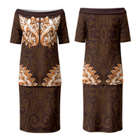 New Zealand Ta Moko Couples Matching Puletasi and Hawaiian Shirt Aotearoa Maori Chest Tattoo Orange