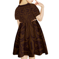New Zealand Ta Moko Kid Short Sleeve Dress Aotearoa Maori Chest Tattoo Orange