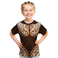 New Zealand Ta Moko Kid T Shirt Aotearoa Maori Chest Tattoo Orange