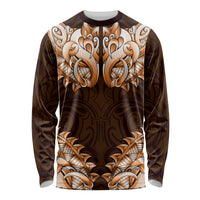 New Zealand Ta Moko Long Sleeve Shirt Aotearoa Maori Chest Tattoo Orange