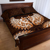 New Zealand Ta Moko Quilt Bed Set Aotearoa Maori Chest Tattoo Orange
