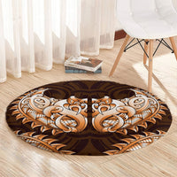 New Zealand Ta Moko Round Carpet Aotearoa Maori Chest Tattoo Orange