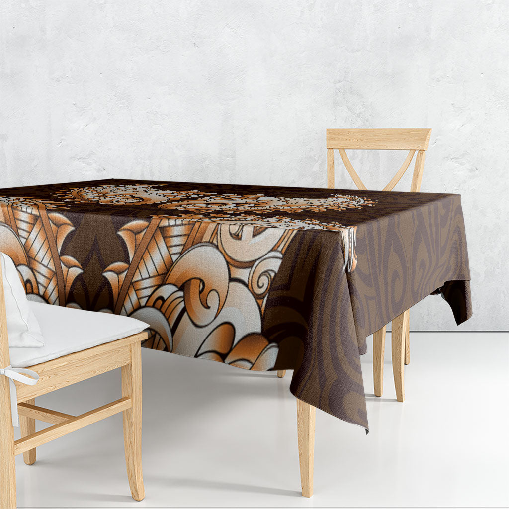 New Zealand Ta Moko Tablecloth Aotearoa Maori Chest Tattoo Orange