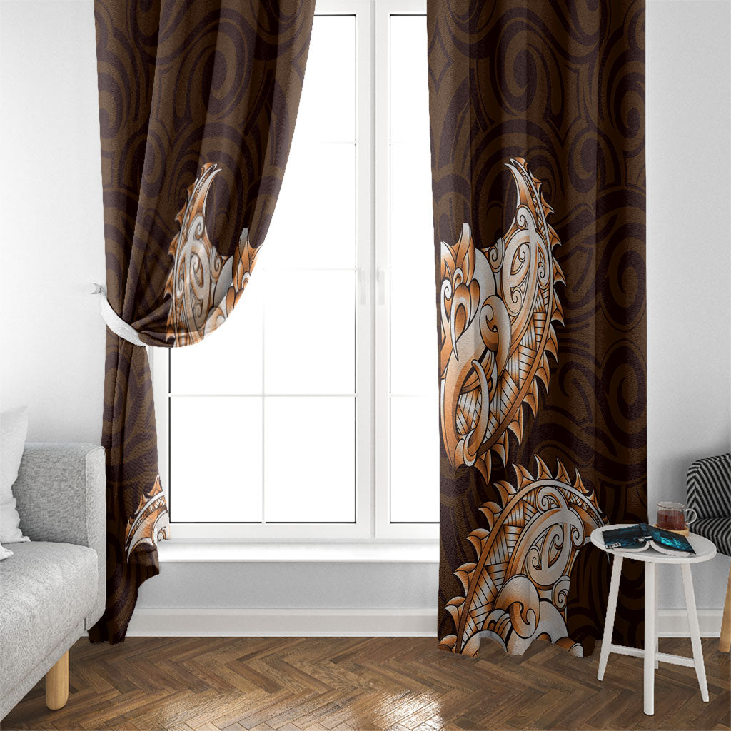 New Zealand Ta Moko Window Curtain Aotearoa Maori Chest Tattoo Orange
