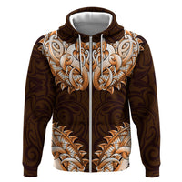 New Zealand Ta Moko Zip Hoodie Aotearoa Maori Chest Tattoo Orange