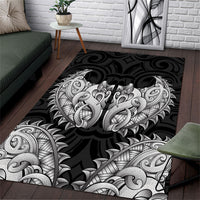 New Zealand Ta Moko Area Rug Aotearoa Maori Chest Tattoo Black