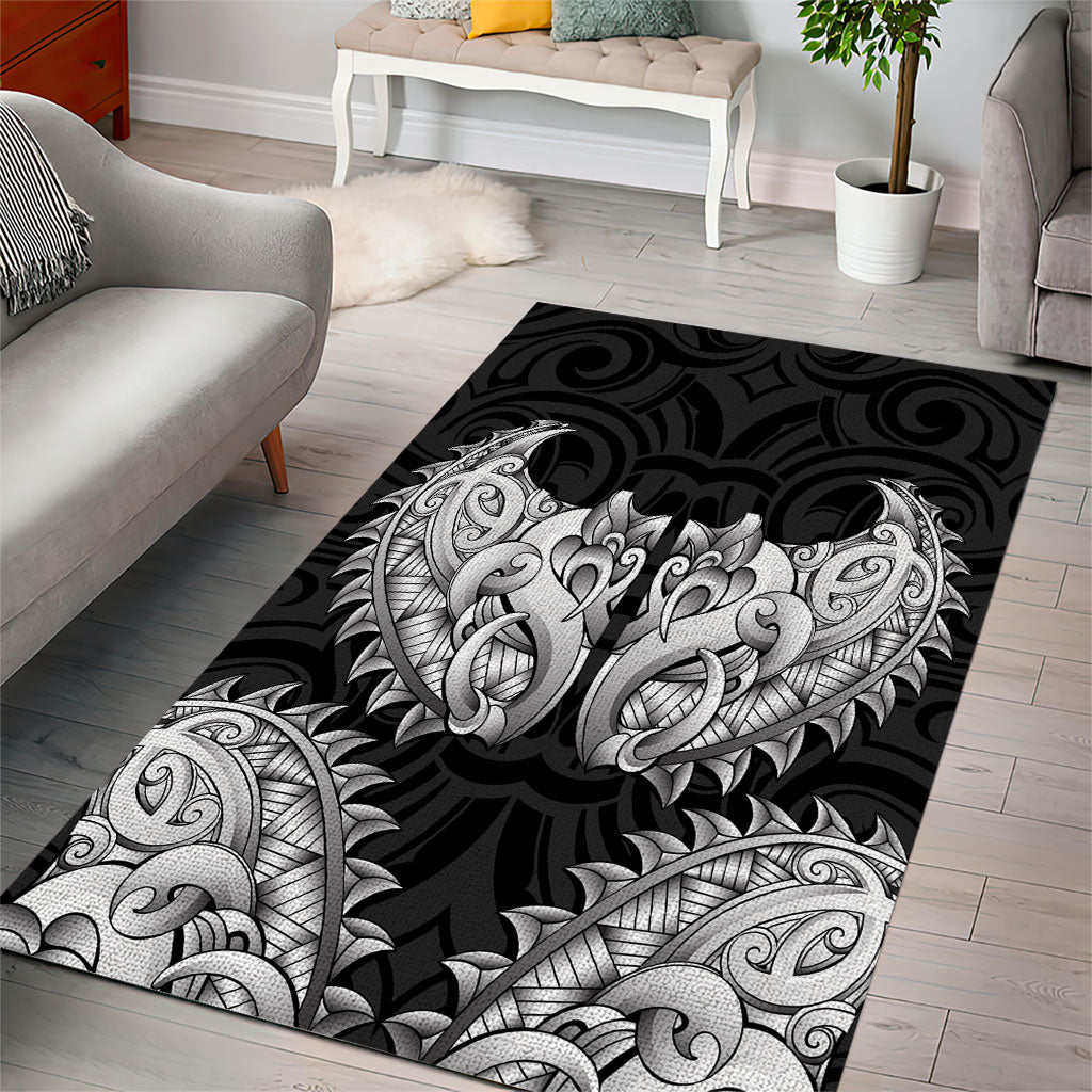 New Zealand Ta Moko Area Rug Aotearoa Maori Chest Tattoo Black