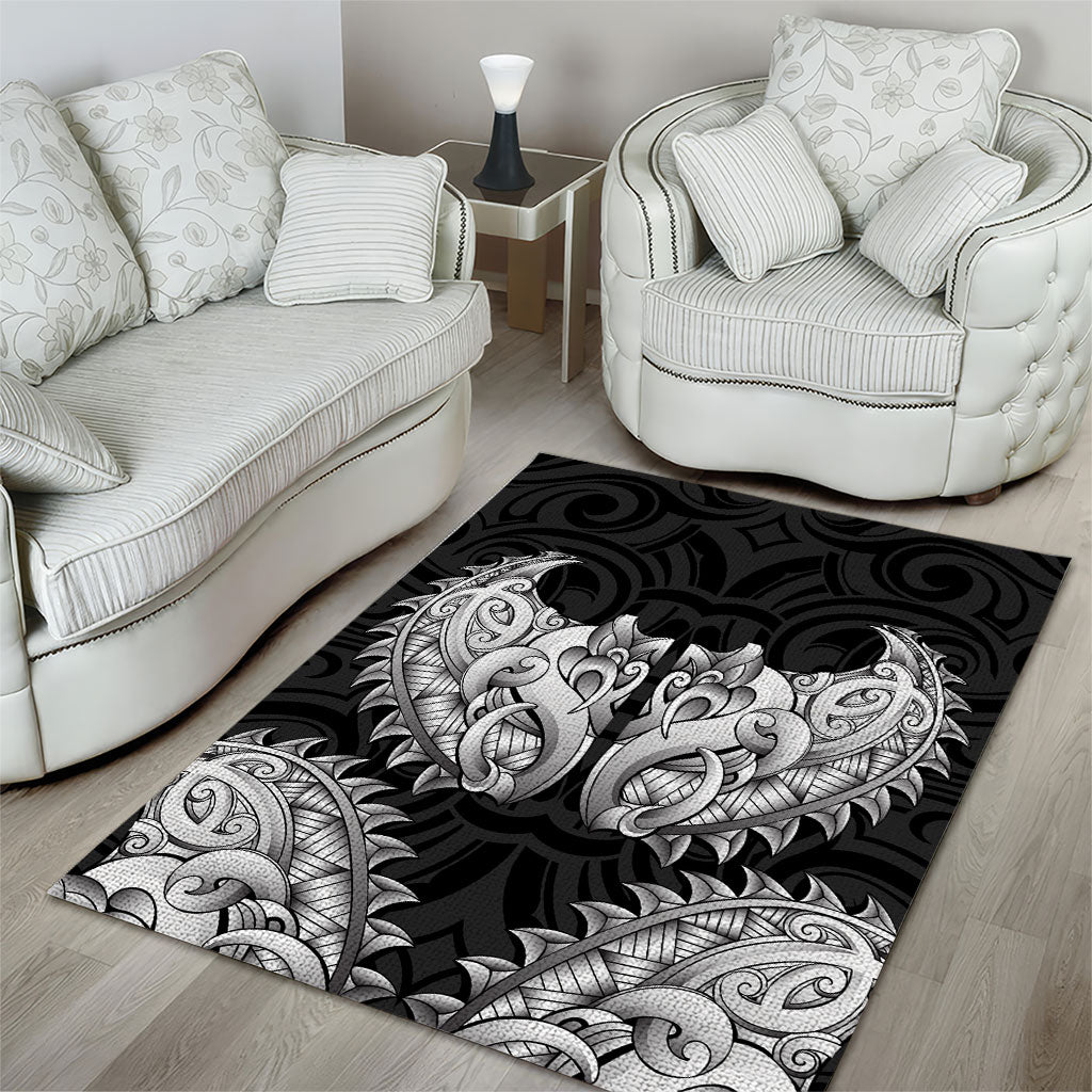 New Zealand Ta Moko Area Rug Aotearoa Maori Chest Tattoo Black