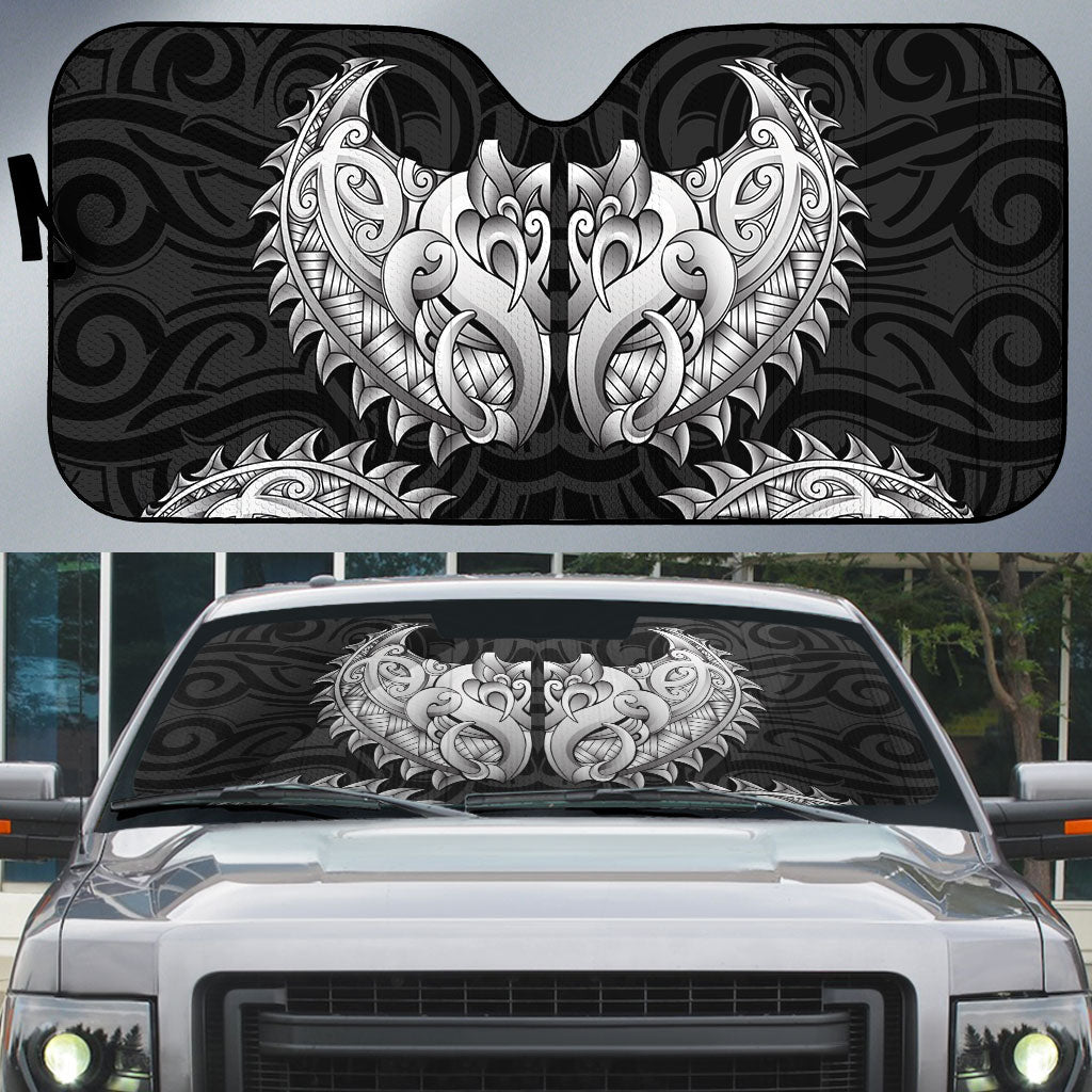 New Zealand Ta Moko Auto Sun Shade Aotearoa Maori Chest Tattoo Black LT14 Black - Polynesian Pride