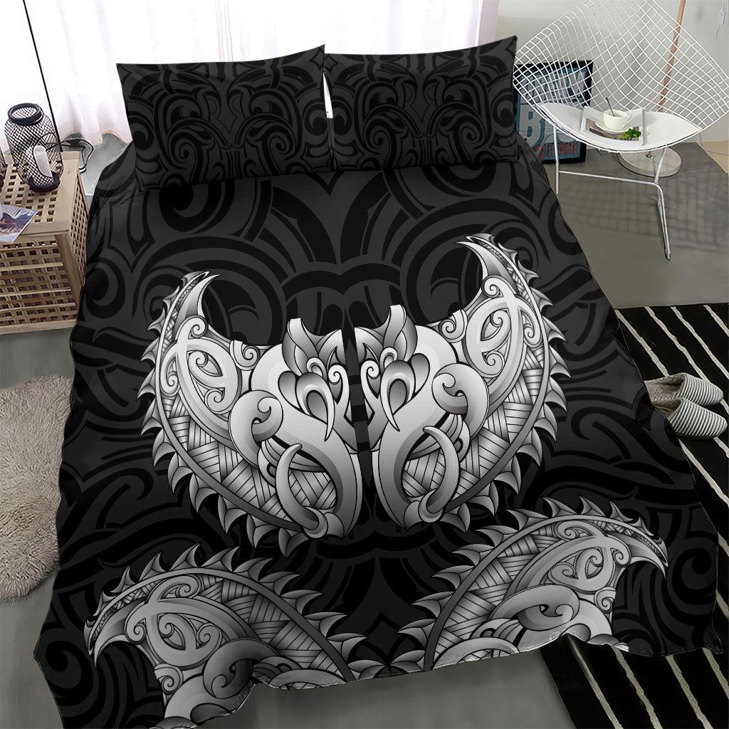 New Zealand Ta Moko Bedding Set Aotearoa Maori Chest Tattoo Black