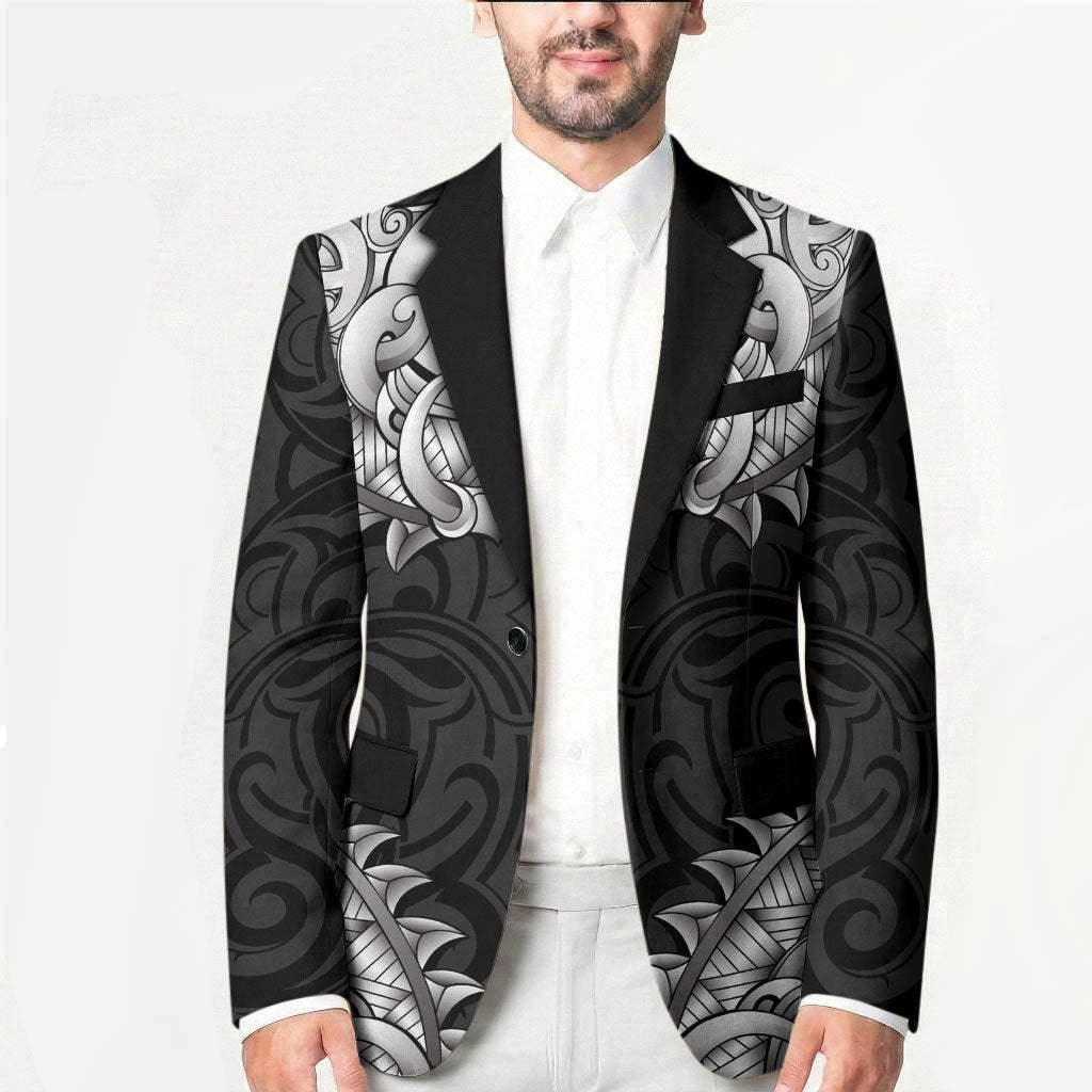 New Zealand Ta Moko Blazer Aotearoa Maori Chest Tattoo Black