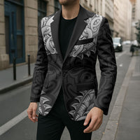 New Zealand Ta Moko Blazer Aotearoa Maori Chest Tattoo Black