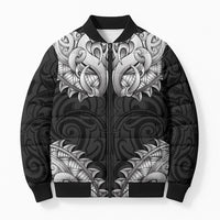 New Zealand Ta Moko Bomber Puffer Jacket Aotearoa Maori Chest Tattoo Black