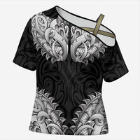 New Zealand Ta Moko Cross Shoulder Shirt Aotearoa Maori Chest Tattoo Black