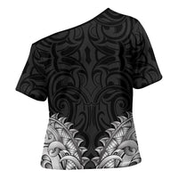 New Zealand Ta Moko Cross Shoulder Shirt Aotearoa Maori Chest Tattoo Black
