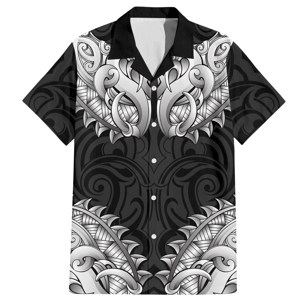 New Zealand Ta Moko Hawaiian Shirt Aotearoa Maori Chest Tattoo Black LT14 Black - Polynesian Pride