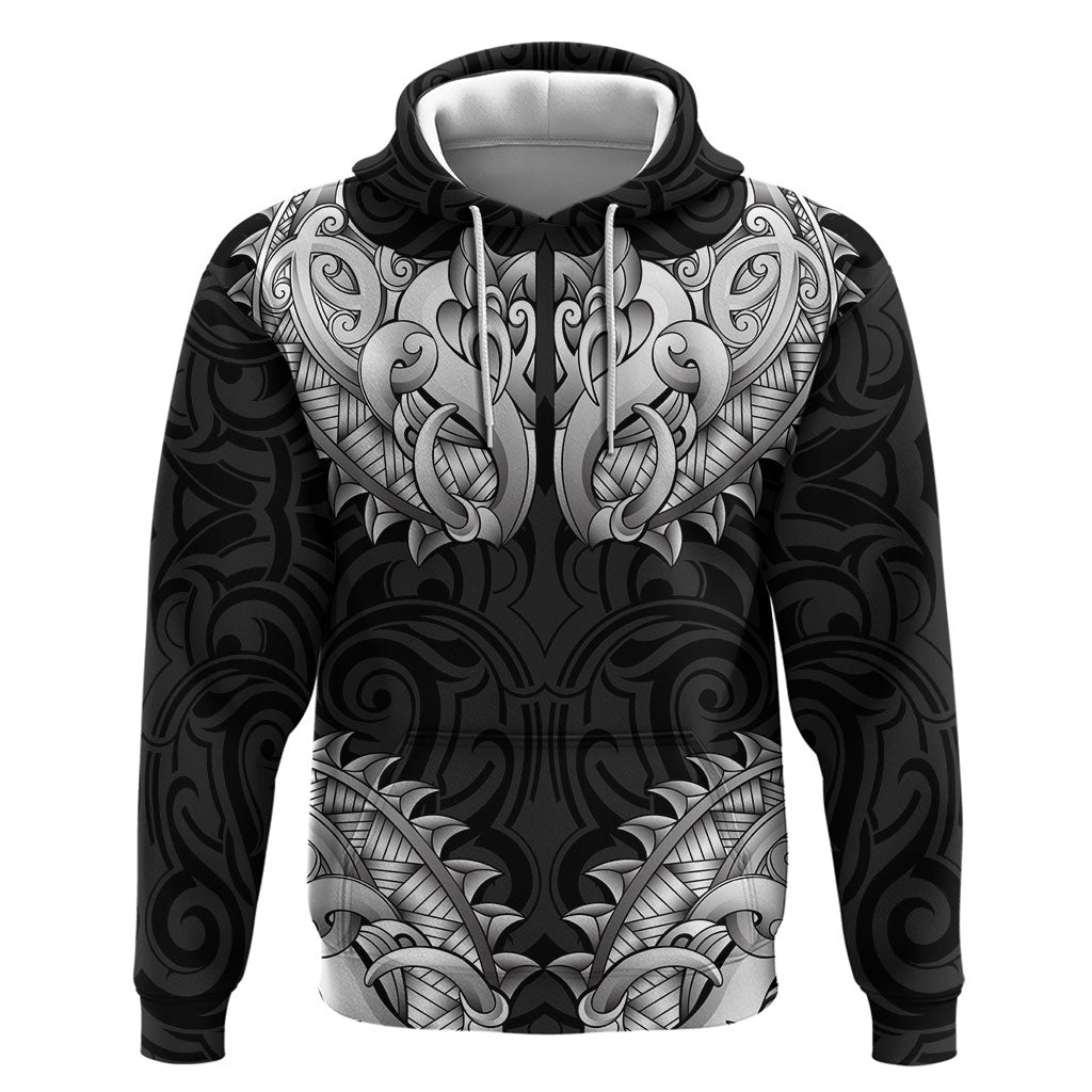 New Zealand Ta Moko Hoodie Aotearoa Maori Chest Tattoo Black