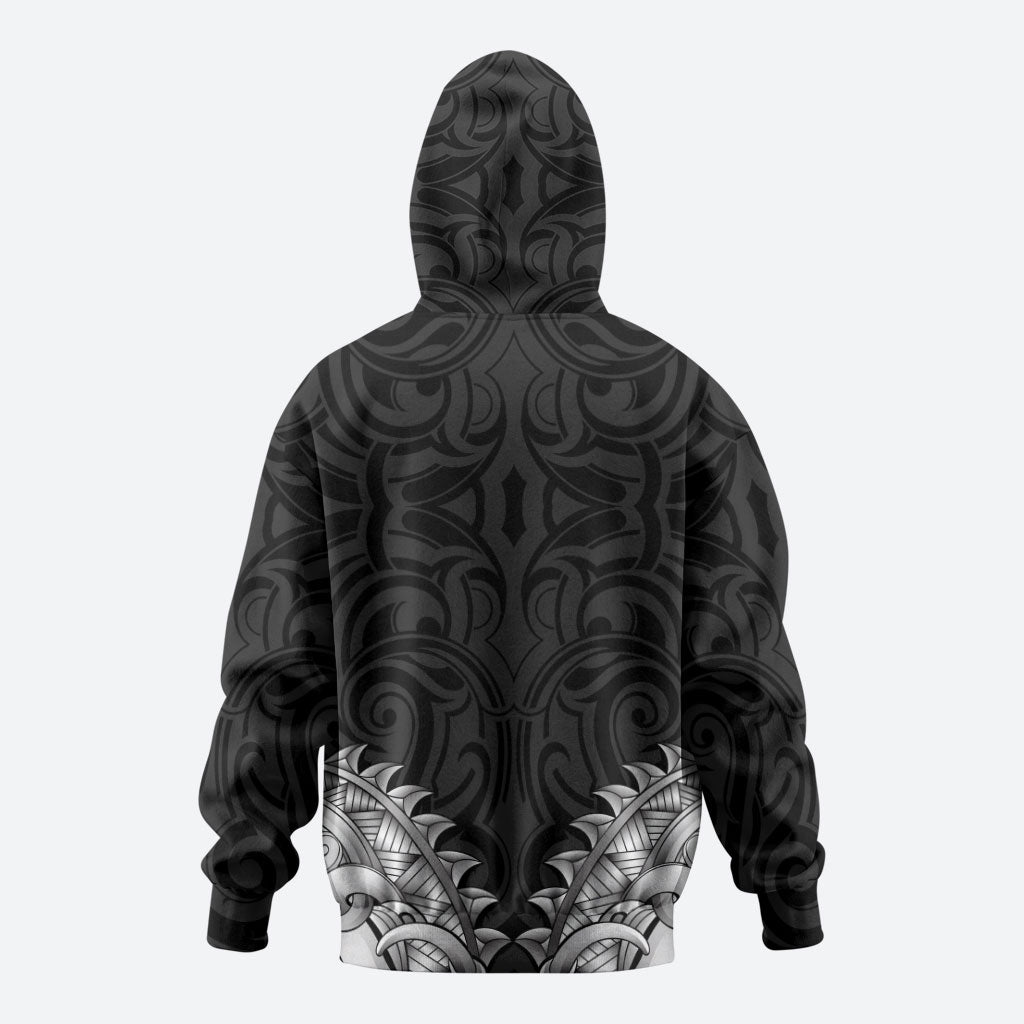 New Zealand Ta Moko Hoodie Aotearoa Maori Chest Tattoo Black