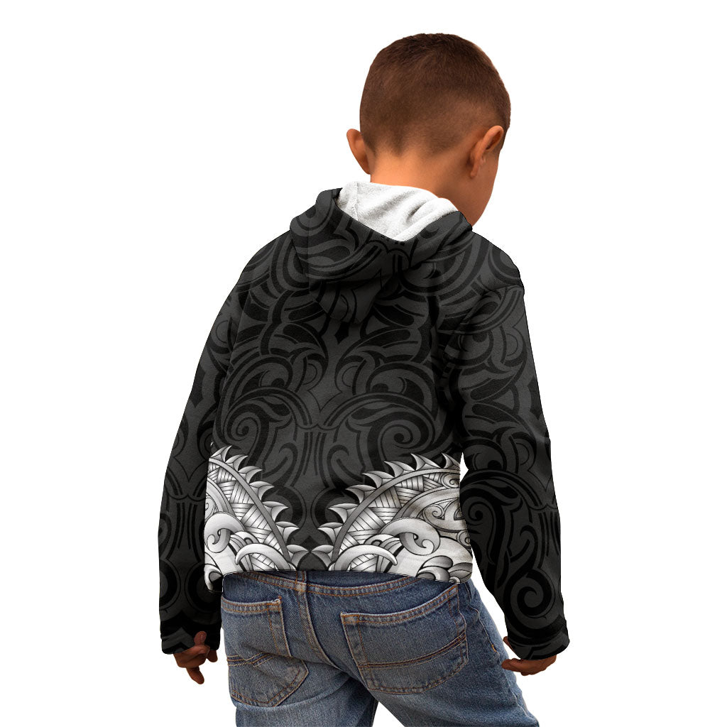 New Zealand Ta Moko Kid Hoodie Aotearoa Maori Chest Tattoo Black