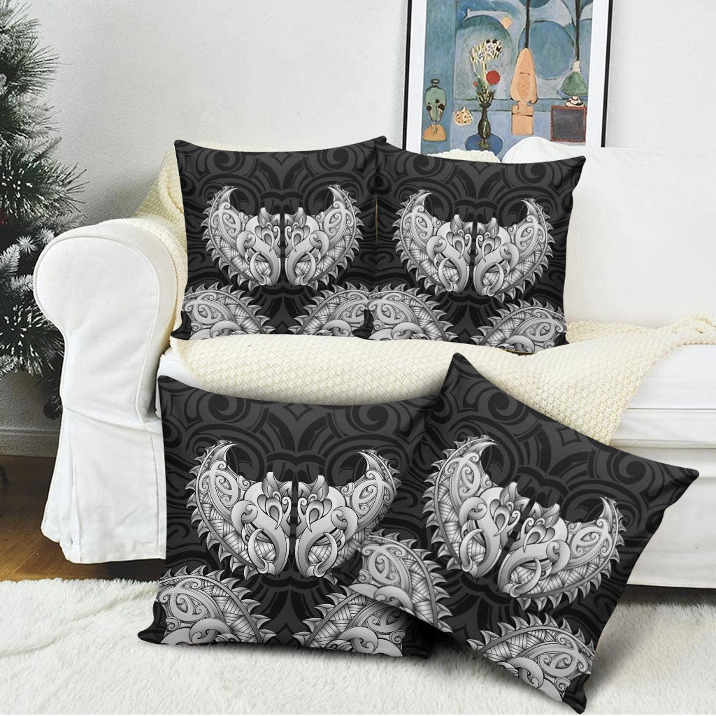 New Zealand Ta Moko Pillow Cover Aotearoa Maori Chest Tattoo Black