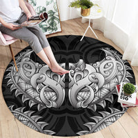 New Zealand Ta Moko Round Carpet Aotearoa Maori Chest Tattoo Black