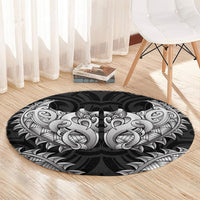 New Zealand Ta Moko Round Carpet Aotearoa Maori Chest Tattoo Black