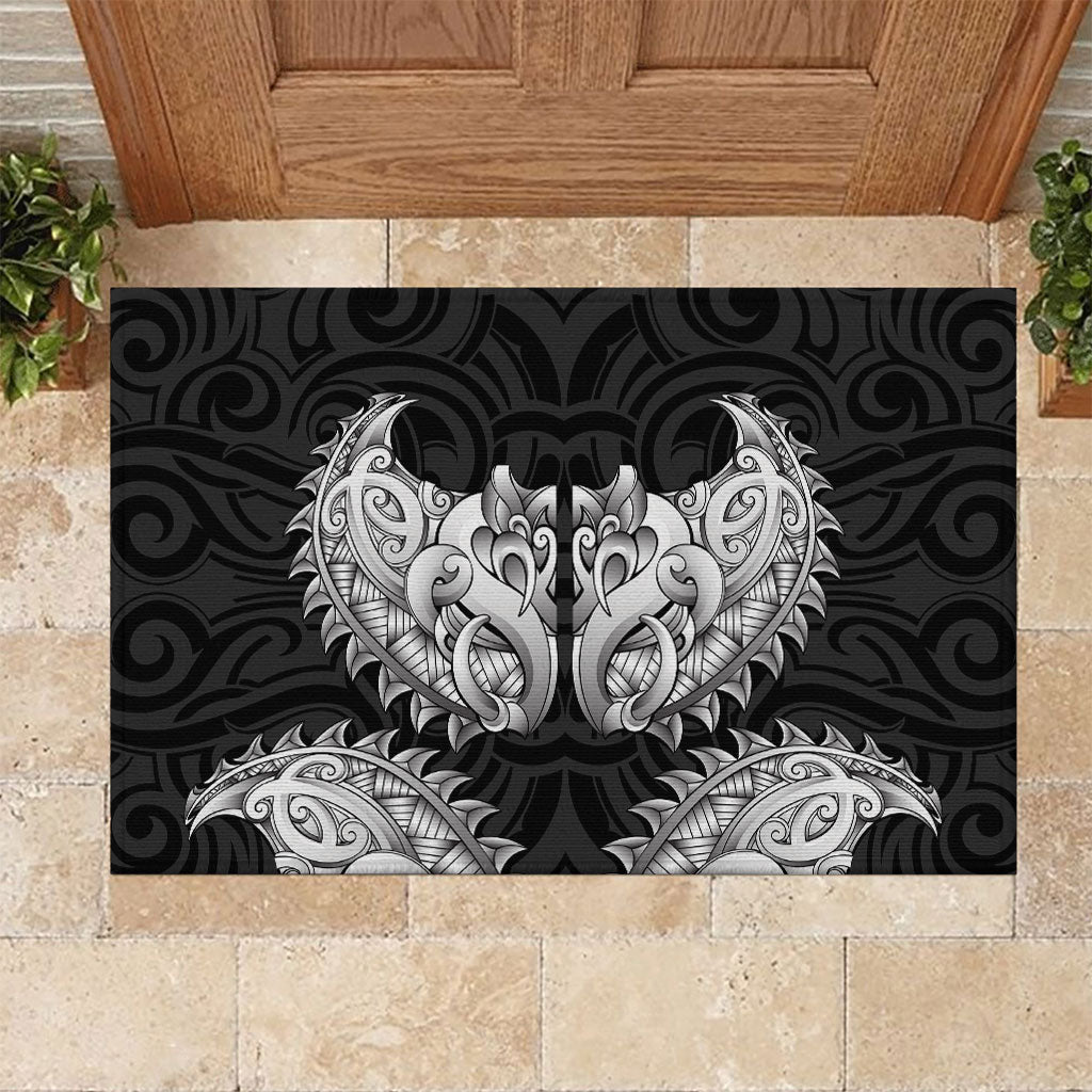 New Zealand Ta Moko Rubber Doormat Aotearoa Maori Chest Tattoo Black