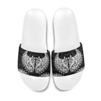 New Zealand Ta Moko Slide Sandals Aotearoa Maori Chest Tattoo Black