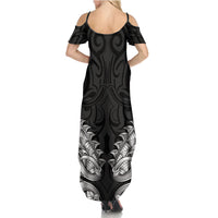 New Zealand Ta Moko Summer Maxi Dress Aotearoa Maori Chest Tattoo Black