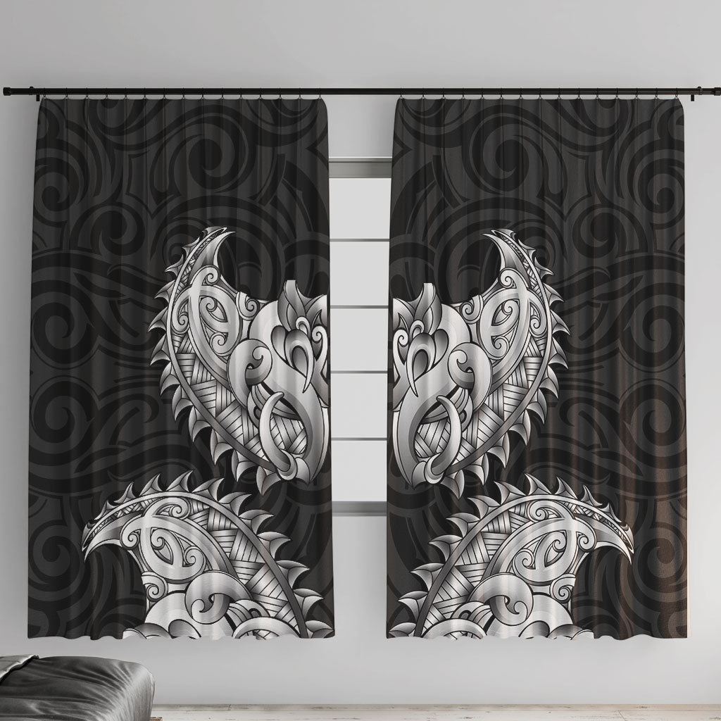 New Zealand Ta Moko Window Curtain Aotearoa Maori Chest Tattoo Black