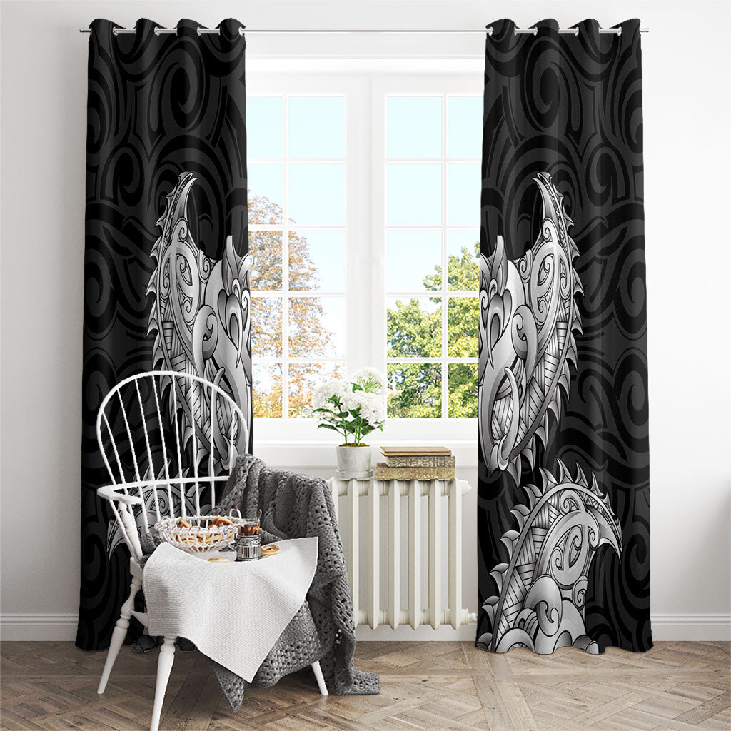 New Zealand Ta Moko Window Curtain Aotearoa Maori Chest Tattoo Black
