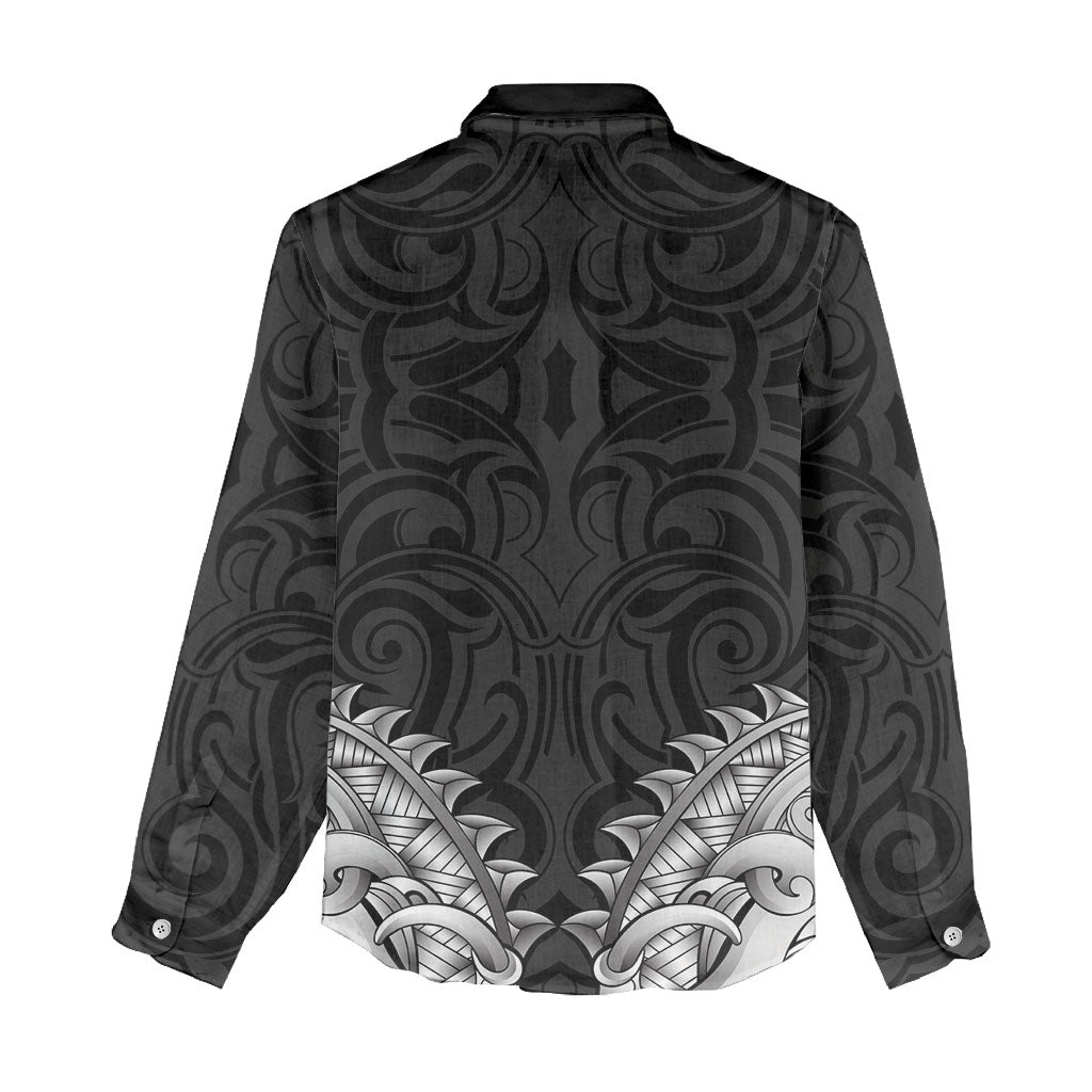 New Zealand Ta Moko Women Casual Shirt Aotearoa Maori Chest Tattoo Black