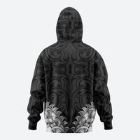 New Zealand Ta Moko Zip Hoodie Aotearoa Maori Chest Tattoo Black