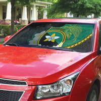 Personalised PNG Enga Provins Auto Sun Shade Papua New Guinea Plumeria Melanesian Pattern - Polynesian Pride