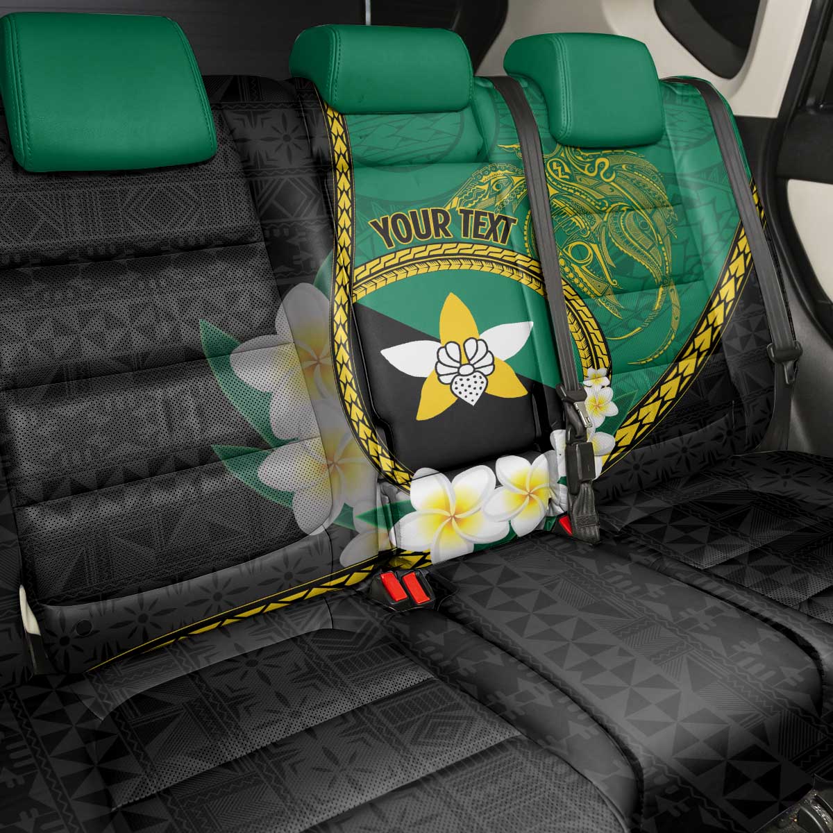 Personalised PNG Enga Provins Back Car Seat Cover Papua New Guinea Plumeria Melanesian Pattern LT14 - Polynesian Pride