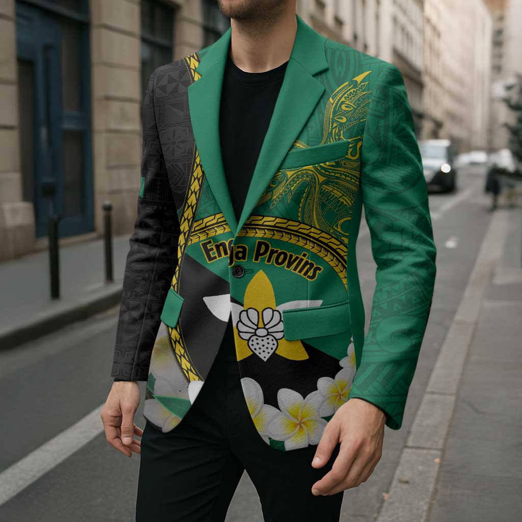 Personalised PNG Enga Provins Blazer Papua New Guinea Plumeria Melanesian Pattern - Polynesian Pride