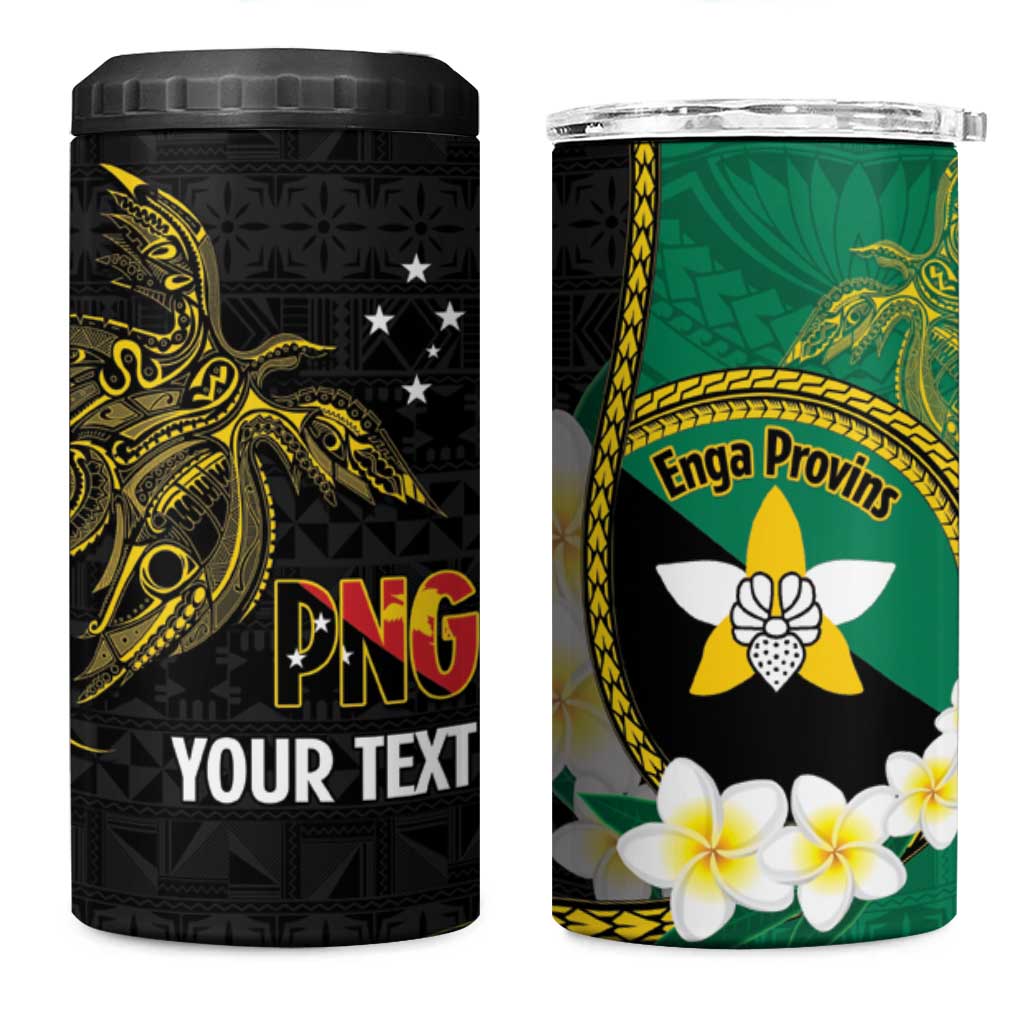 Personalised PNG Enga Provins 4 in 1 Can Cooler Tumbler Papua New Guinea Plumeria Melanesian Pattern - Polynesian Pride