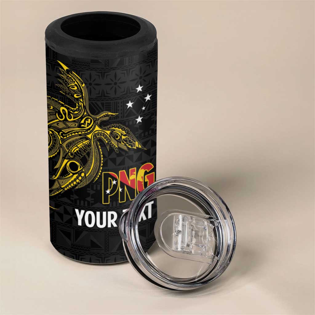 Personalised PNG Enga Provins 4 in 1 Can Cooler Tumbler Papua New Guinea Plumeria Melanesian Pattern - Polynesian Pride