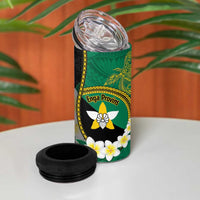Personalised PNG Enga Provins 4 in 1 Can Cooler Tumbler Papua New Guinea Plumeria Melanesian Pattern - Polynesian Pride