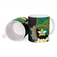 Personalised PNG Enga Provins Ceramic Mug Papua New Guinea Plumeria Melanesian Pattern - Polynesian Pride