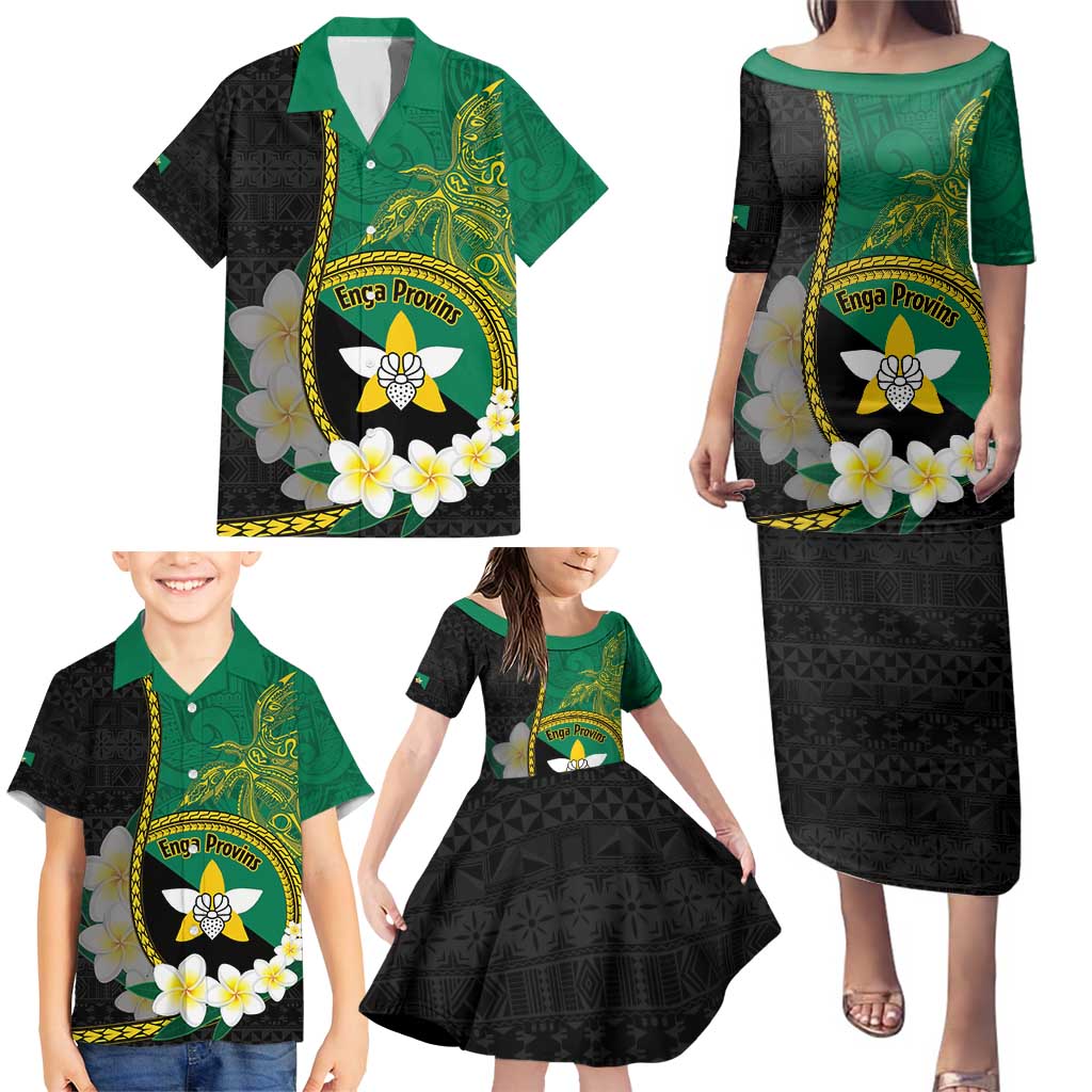 Personalised PNG Enga Provins Family Matching Puletasi and Hawaiian Shirt Papua New Guinea Plumeria Melanesian Pattern - Polynesian Pride