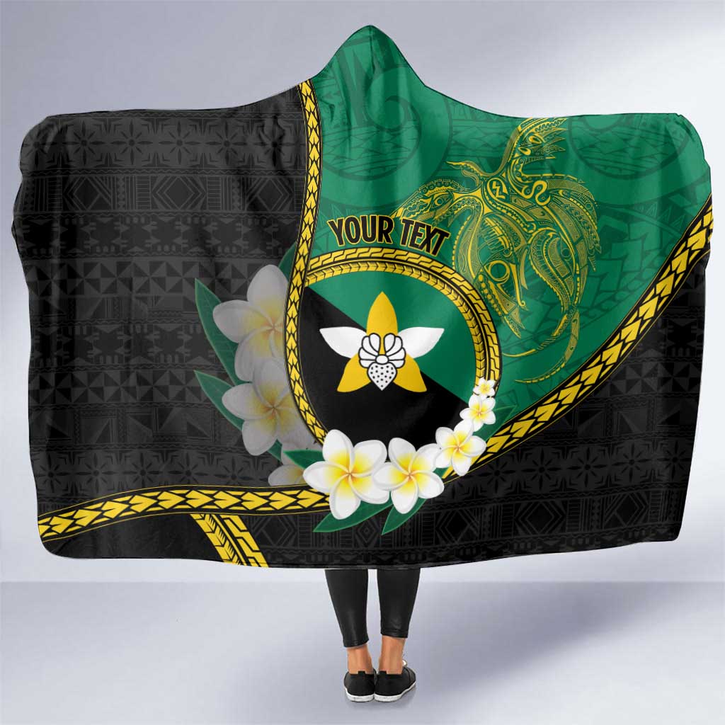 Personalised PNG Enga Provins Hooded Blanket Papua New Guinea Plumeria Melanesian Pattern - Polynesian Pride