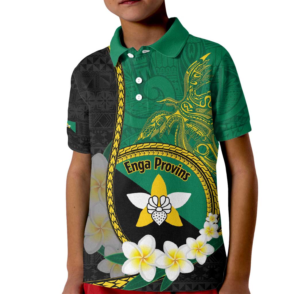 Personalised PNG Enga Provins Kid Polo Shirt Papua New Guinea Plumeria Melanesian Pattern - Polynesian Pride
