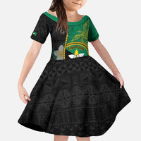 Personalised PNG Enga Provins Kid Short Sleeve Dress Papua New Guinea Plumeria Melanesian Pattern - Polynesian Pride