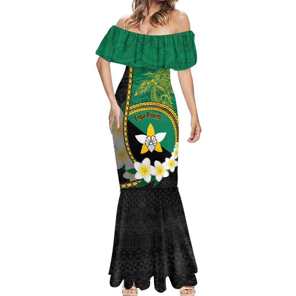 Personalised PNG Enga Provins Mermaid Dress Papua New Guinea Plumeria Melanesian Pattern - Polynesian Pride