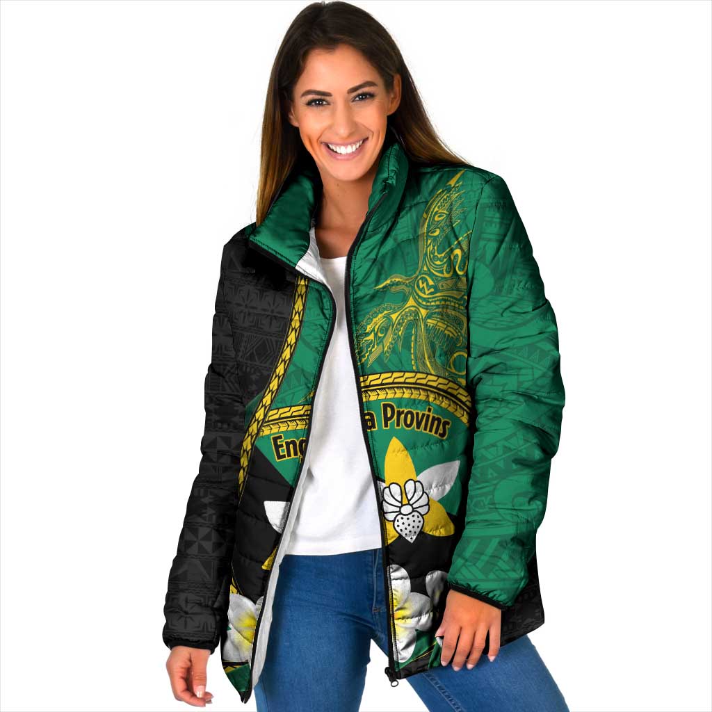 Personalised PNG Enga Provins Padded Jacket Papua New Guinea Plumeria Melanesian Pattern - Polynesian Pride